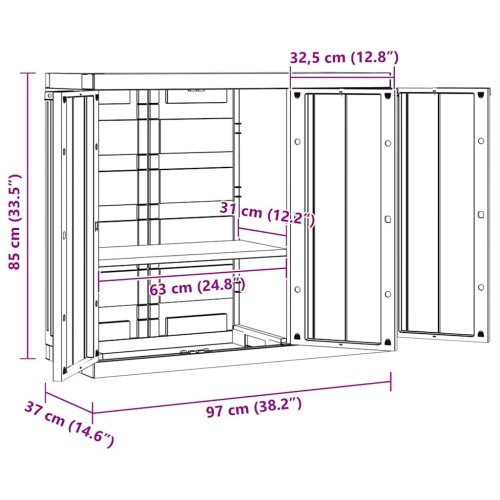 vidaXL Outdoor Storage Cabinet Grey and Black 97x37x85 cm PP