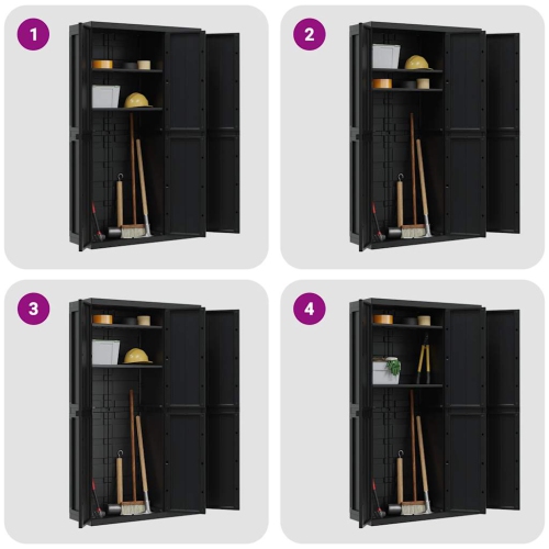 vidaXL Outdoor Storage Cabinet Black 97x37x165 cm PP