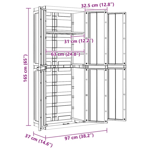 vidaXL Outdoor Storage Cabinet Black 97x37x165 cm PP