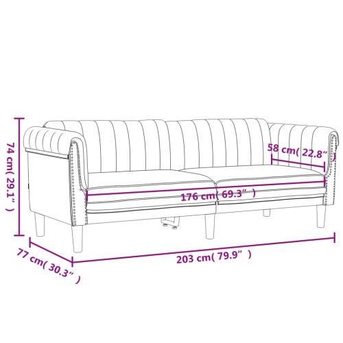 vidaXL Sofa 3-Seater Black Velvet