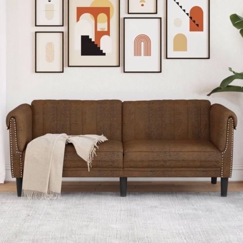 VIDAXL  Sofa 2-Seater Brown Faux Suede Leather