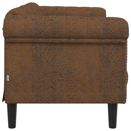 vidaXL Sofa 2-Seater Brown Faux Suede Leather