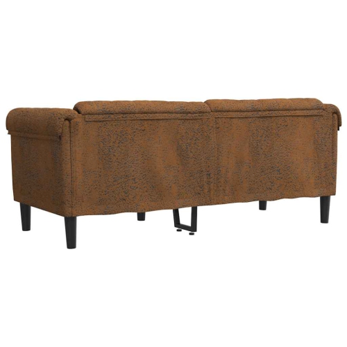 vidaXL Sofa 2-Seater Brown Faux Suede Leather