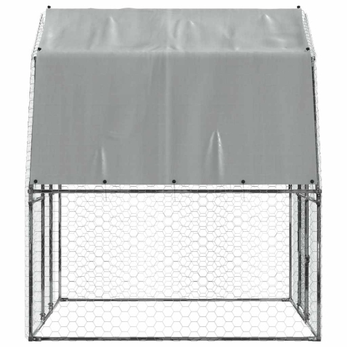 vidaXL Chicken Cage with Roof and Door Silver Galvanised Steel
