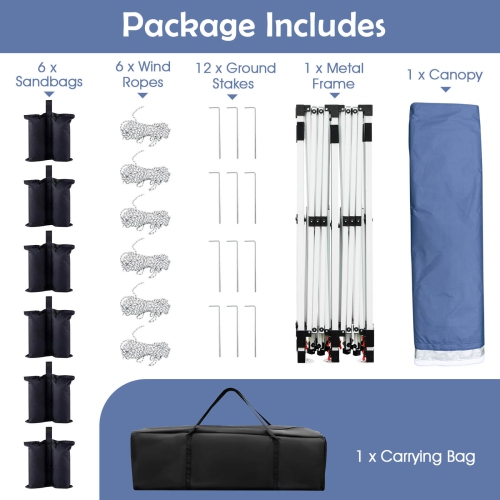 Costway 10 x 20 FT Pop-up Canopy UPF50+ Sun Protection Tent with Carrying Bag