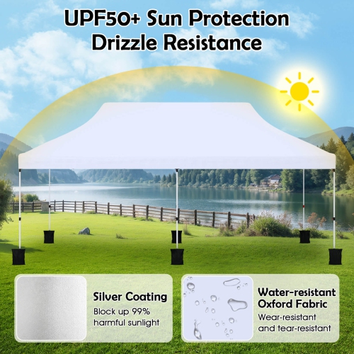 Costway 10 x 20 FT Pop-up Canopy UPF50+ Sun Protection Tent with Carrying Bag