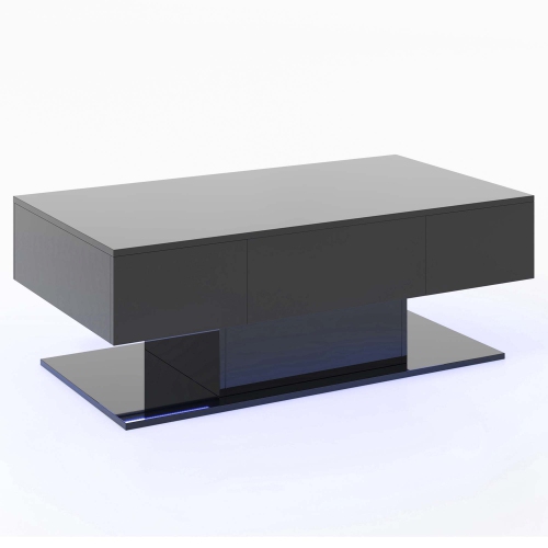 Costway LED Coffee Table with 2 Drawers 20-Color Dimmable LED Lights & Remote Control