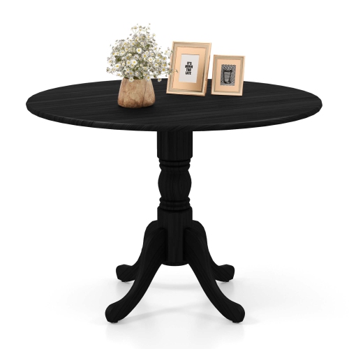 COSTWAY  Rustic Dining Table Wooden Dining Table With Round Tabletop & Curved Trestle Legs