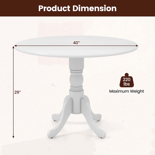 Costway Rustic Dining Table Wooden Dining Table with Round Tabletop & Curved Trestle Legs