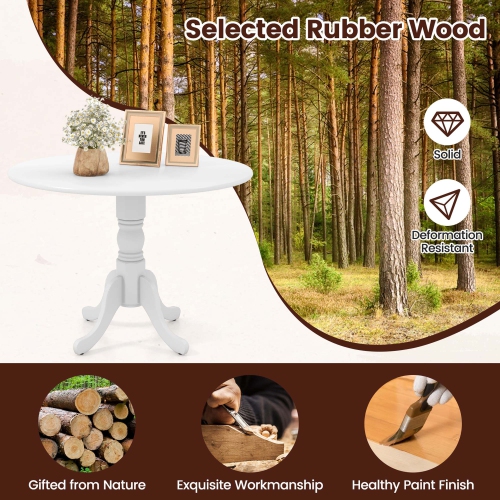 Costway Rustic Dining Table Wooden Dining Table with Round Tabletop & Curved Trestle Legs