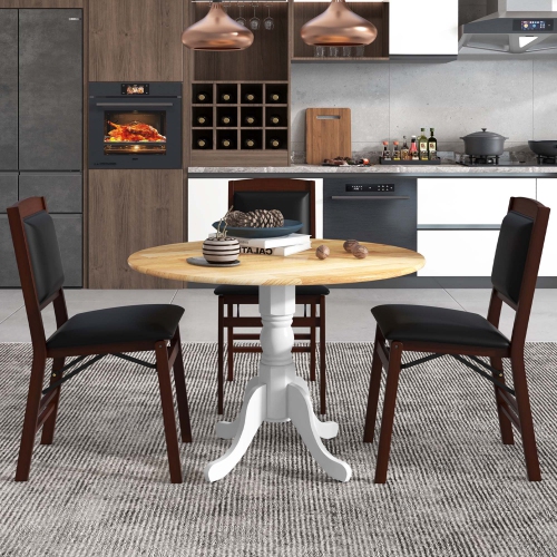 Costway Rustic Dining Table Wooden Dining Table with Round Tabletop & Curved Trestle Legs