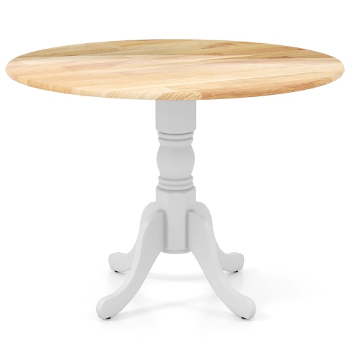 Costway Rustic Dining Table Wooden Dining Table with Round Tabletop & Curved Trestle Legs