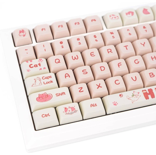 NONE Pbt Keycaps 133 Keys Pink Xda Profile Dye-Sub Keycaps Cute Keycaps Set, for 61/64/68/84/87/96/98 Cherry Mx Switches Iso Ansi Layout Mechanical Keyboard