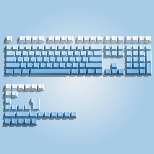 Touches 136 touches bleu dégradé, touches PBT double Shot Cherry Profile Retro pour claviers de jeu mécaniques