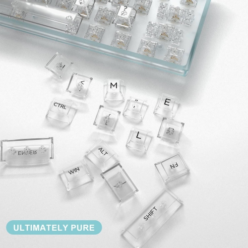 140 Keys Clear Keycaps Full Set, Transparent PC Material Keycaps for 60% 65% 75% 100% Cherry Gateron Mx Switches Mechanical Keyboard