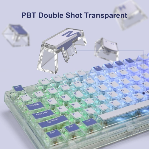 Pudding keycaps-Double Shot PBT/PC Keycaps Set with Hd Transparent Layer,Full 126 Key Set, English Layout for MX Switches Mechanical Gaming Keyboards
