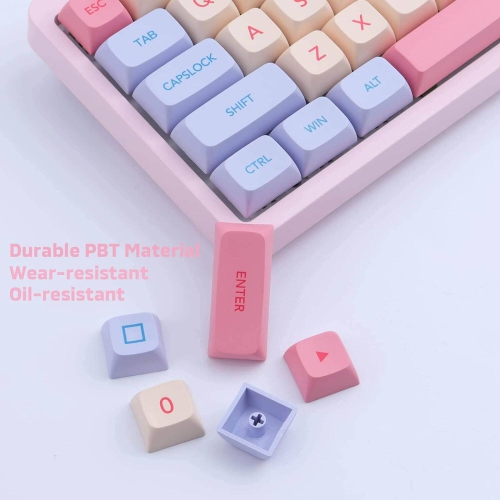 PBT Keycaps 132 Keys Marshmallow Keycaps, Dye-Sublimation Cute Keycaps XDA Profile Custom Keycaps for Cherry Gateron MX Switches Mechanical Keyboards