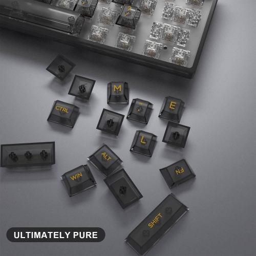Black Clear Keycaps, Custom Cherry Profile Keycaps 140 Key Full Set,Transparent PC Material Keycaps for 60% 65% 75% 100% Cherry Gateron Mx Switches