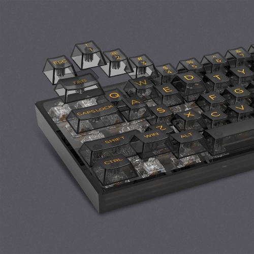Black Clear Keycaps, Custom Cherry Profile Keycaps 140 Key Full Set,Transparent PC Material Keycaps for 60% 65% 75% 100% Cherry Gateron Mx Switches