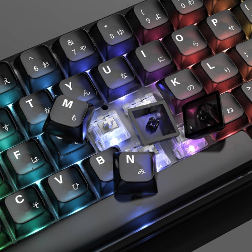 Black Clear Keycaps 60 Percent, 82 Keys Japanese Custom OSA Profile Keycaps,Keycaps for 61/64/66/68 Cherry Gateron Mx Switches Mechanical Keyboard