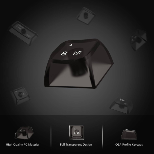 Black Clear Keycaps 60 Percent, 82 Keys Japanese Custom OSA Profile Keycaps,Keycaps for 61/64/66/68 Cherry Gateron Mx Switches Mechanical Keyboard