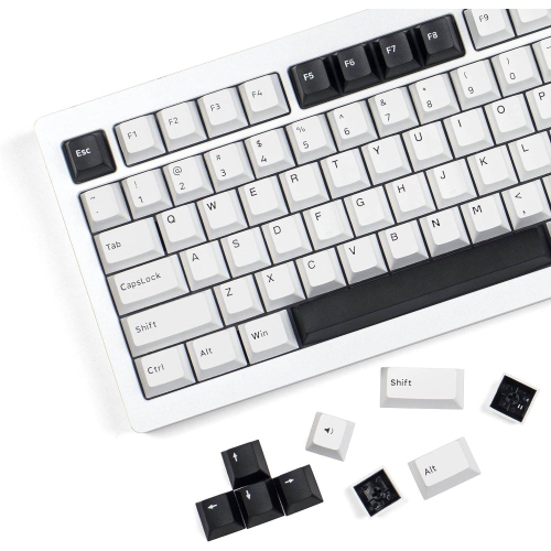 NONE Bow Keycaps 168 Keys, Minimalist Style Black On White Keycaps, Double Shot Pbt Custom Keycap Set, Cherry Profile Keyboard Keycaps for Mechanical Keyboard