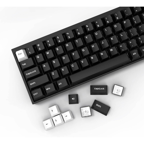 WOB Keycaps 168 Keys, Minimalist Style White on Black Cherry Profile Keyboard Keycaps for Mechanical Keyboard, Double Shot PBT Custom Keycap Set