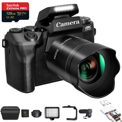 TUTT W5 4K/60fps Mirrorless 64MP Digital Camera and Camcorder 16X Zoom | Dual Camera for Selfie Vlogging | Full Combo + 128GB SanDisk Pro Extreme SD/