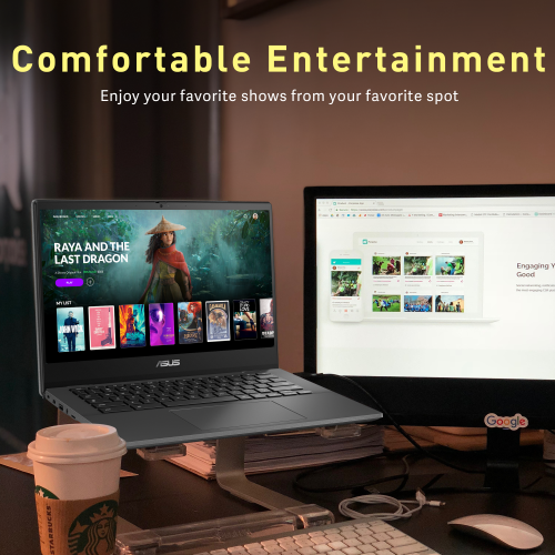 ASUS Chromebook CM1402 14" FHD Anti-glare Laptop, MediaTek Kompanio 520, 64GB eMMC, 4GB LPDDR4X, Chrome OS, Gravity Gray, 128GB Hotface USB Card