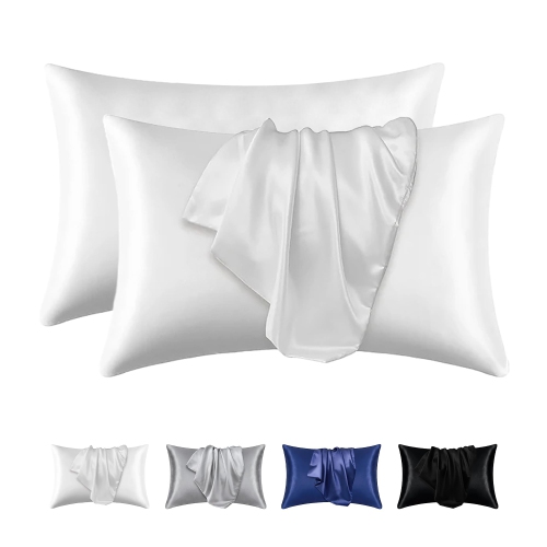 Canadian Linen 2 Pack Silk Like Satin Pillowcase for Hair, Skin & Body, Soft Smooth Cooling Pillow Cover Set, Breathable Bed Pillow Protector Case