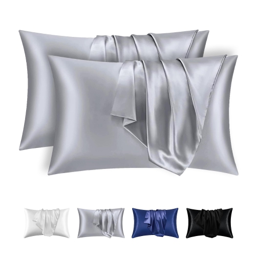 Canadian Linen 2 Pack Silk Like Satin Pillowcase for Hair, Skin & Body, Soft Smooth Cooling Pillow Cover Set, Breathable Bed Pillow Protector Case