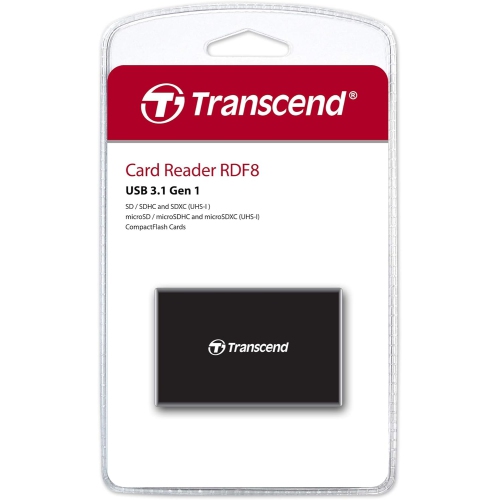TRANSCEND  All-In-1 Multi Memory Card Reader, USB 3.0/3.1 Gen 1 (Ts-Rdf8K2) In Black