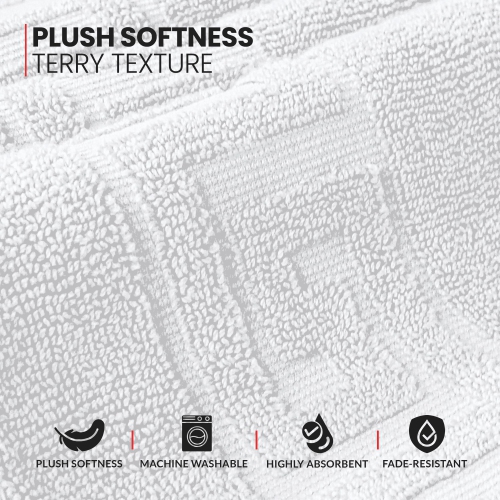 Canadian Linen Everest Bathmats, 2 Pack, 20"x30", Soft Absorbent Cotton Washable Lightweight Quick Dry Bathroom Tub Mats with Greek Key Design, White