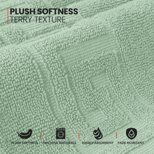 Canadian Linen Everest Bathmats, 2 Pack, 20"x30", Soft Absorbent Bath Mat Lightweight Quick Dry Washable Soft Shower with Greek Key Design, Sage Green