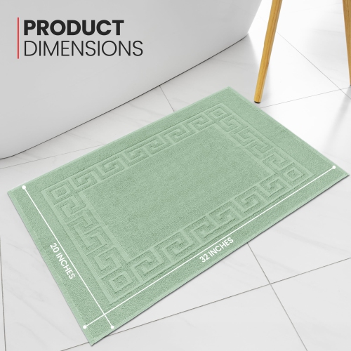 Canadian Linen Everest Bathmats, 2 Pack, 20"x30", Soft Absorbent Bath Mat Lightweight Quick Dry Washable Soft Shower with Greek Key Design, Sage Green