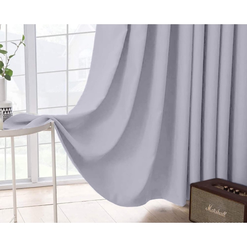Canadian Linen Triple Weave Blackout Window Curtain, W 52" x L 63", 3 Layer Light Blocking 2 Panel No Noise Washable Polyester Ring Curtains, White