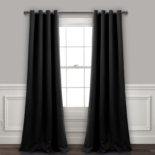 CANADIAN LINEN  Triple Weave Out Window Curtain, W 52" X L 84", 3 Layer Light Blocking 2 Panel No Noise Washable Polyester Ring Curtains In Black