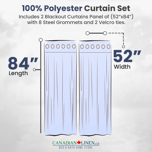 Canadian Linen Triple Weave Blackout Window Curtain W 52" x L 63", 3 Layer Light Blocking 2 Panel No Noise Washable Polyester Ring Curtains, Navy Blue