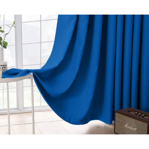 Rideau de fenêtre opaque en lin canadien, triple tissage, 52 2 larg. X 63 long., 3 couches de rideaux à anneaux en polyester sans bruit lavables, bleu