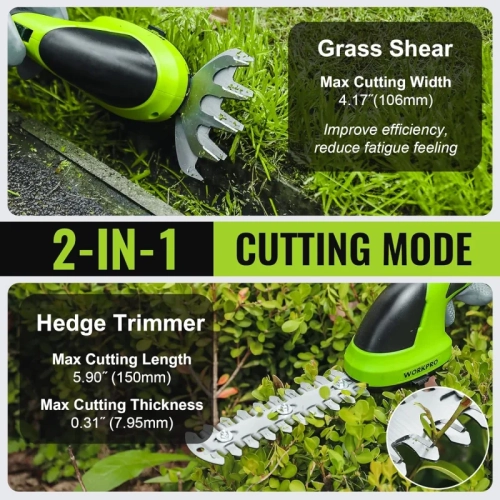 7.2V 2-in-1 Cordless Grass Shear/Hedge Trimmer, Handheld Shrubbery Trimmer with Charger
