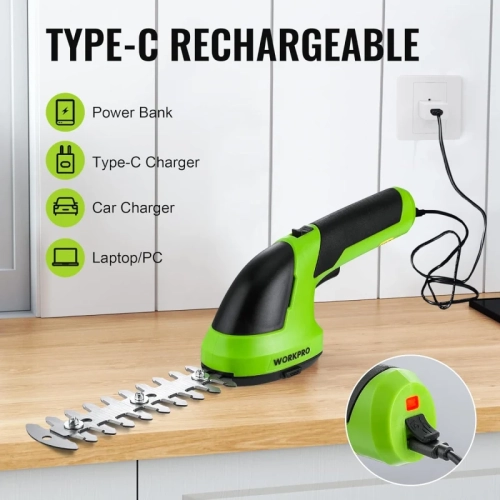 7.2V 2-in-1 Cordless Grass Shear/Hedge Trimmer, Handheld Shrubbery Trimmer with Charger