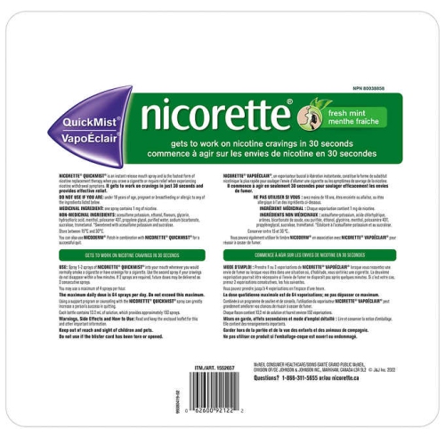 Nicorette QuickMist Fresh Mint 150 sprays, 3-pack