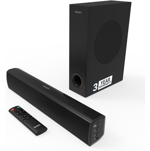 MAJORITY  Soundbar With Subwoofer for Tv, 15 Inch Bluetooth Sound Bar 100 Watts