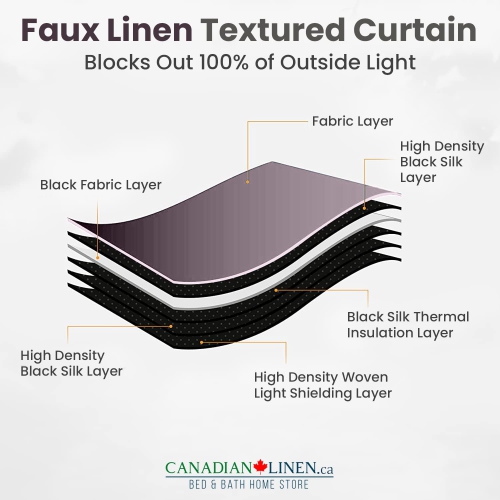 Rideau opaque en lin synthétique texturé Canadian, 63 larg. X 52 long., long. Rideau en lin isolé, passe-fils, long, motif de jute, violet