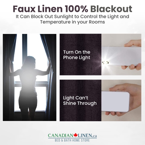 Rideau opaque en lin synthétique texturé Canadian, 63 larg. X 52 long., long. Rideau en lin isolé, passe-fils, long, motif de jute, violet