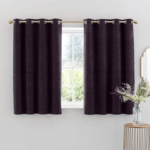 Rideau opaque en lin synthétique texturé Canadian, 63 larg. X 52 long., long. Rideau en lin isolé, passe-fils, long, motif de jute, violet