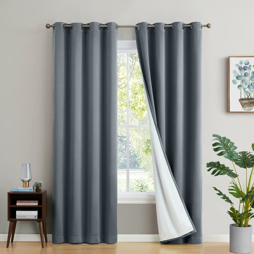 CANADIAN LINEN  Faux Linen Textured Blackout Window Curtain, W 52" X L 84", Long Thermal Insulated Burlap Effect Linen Curtain Grommet Top, Light