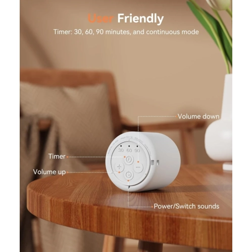 Dreamegg White Noise Machine – Portable Sound Machine for Baby and Adult, Travel-Friendly, 16 Soothing Sounds, Rechargeable, Mini Sound Machine for