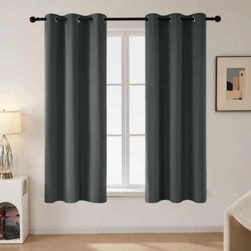 Blackout Curtains for Bedroom - Thermal, Room Darkening Window Drapes, 63 Inch Length, 42x63 Inch, Dark Grey, Set of 2 Panels