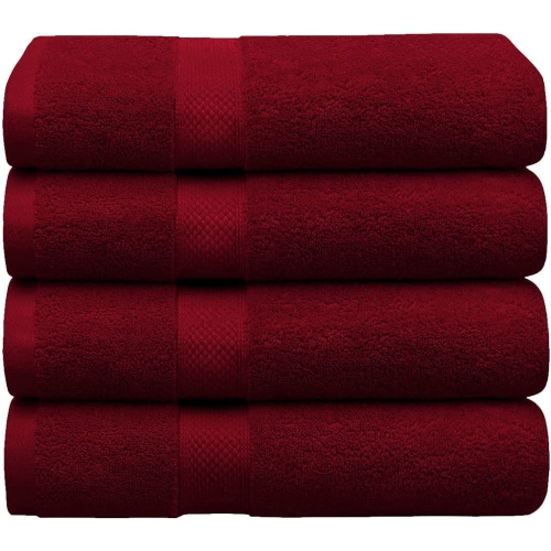 Canadian Linen 4 Pack Luxury Burgundy Spa Bath Sheet Extra Large Towels 30"x54", 500 GSM Premium Organic Cotton Towel Soft Absorbent Lightweight